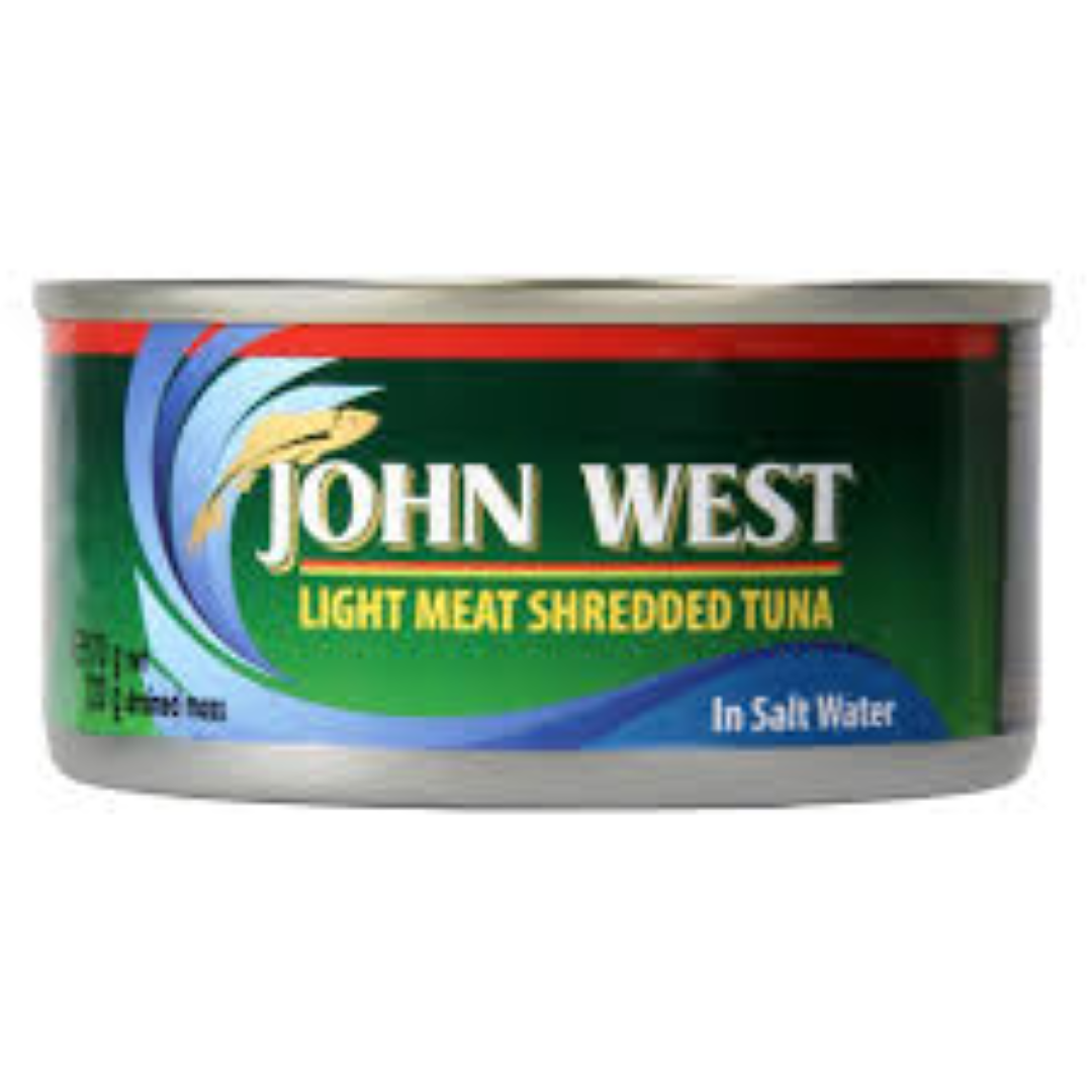 JOHN WEST SHREDDED TUNA IN SALTY WATER 170G